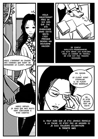 Planche n°1 de Workaholic, par Rosalys et Morgan Magnin