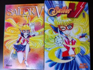 Mise en vis-à-vis de l'ancienne édition française (à gauche) et de l'édition Shinzôban américaine (à droite) de Codename: Sailor V.