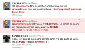 Exemple d'échanges enseignant/étudiant via Twitter