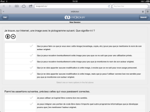 Accès par un étudiant à une session de questions (ici, via une tablette)