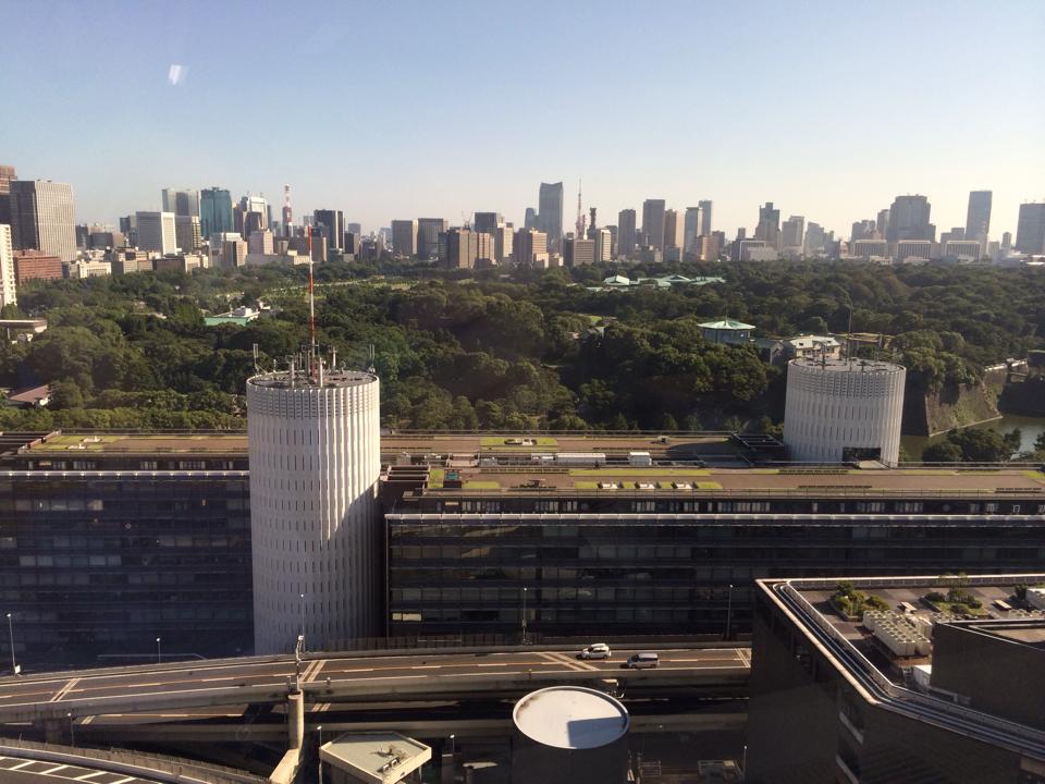 Gorgeous view on the Japanese Imperial Palace and Garden, from one of the meeting rooms at the National Institute of Informatics, Tôkyô